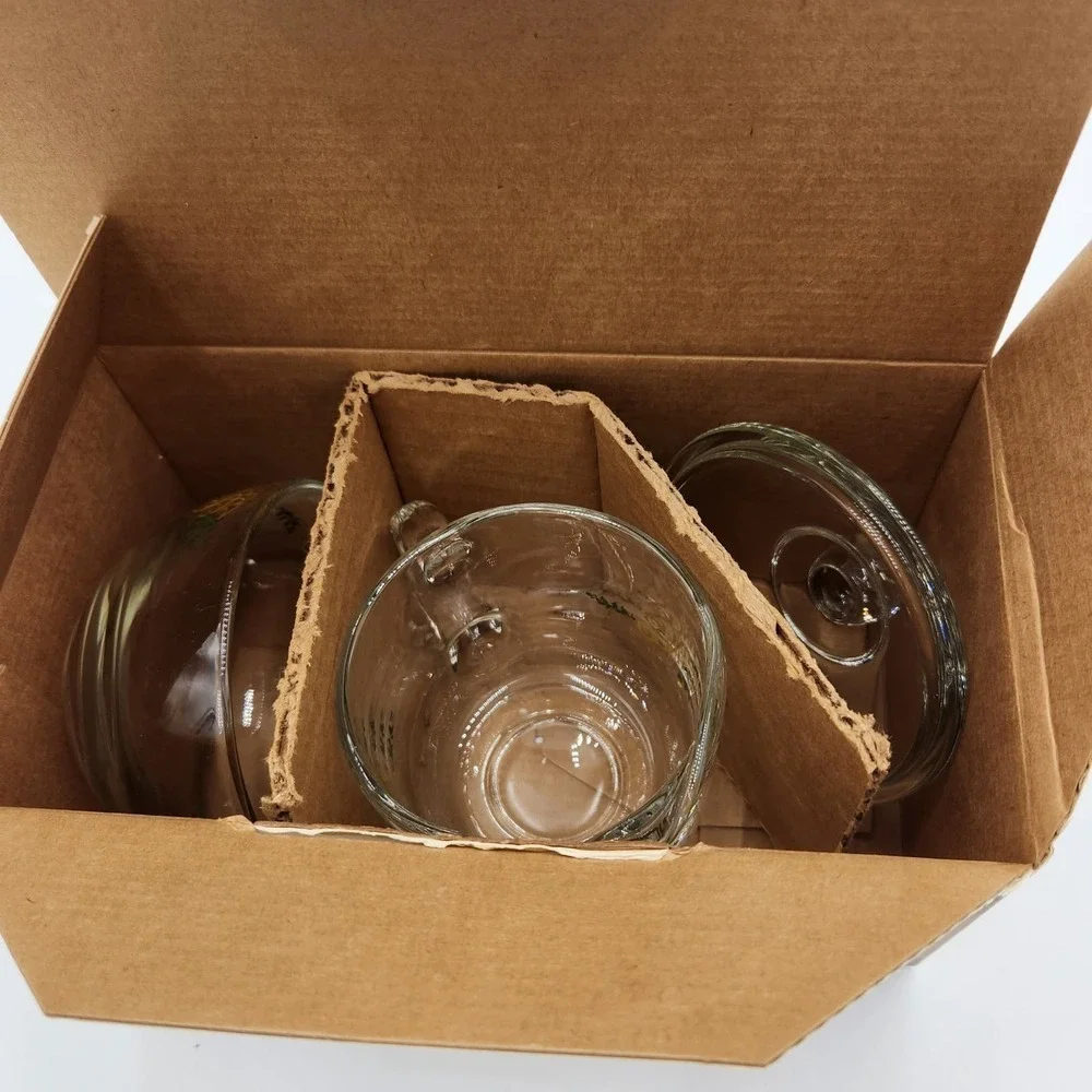 VTG Hometrends Anchor Hocking Glass Sugar & Cream Set Season Greetings Deadstock